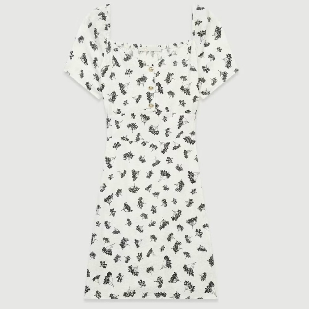 NWT Maje Rosaline Printed Jacquard Dress: Size FR 38